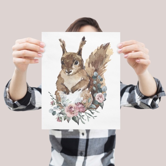 Squirrel Wall Art Watercolor Illustration Print Poster Unframed - Picture 7 of 10